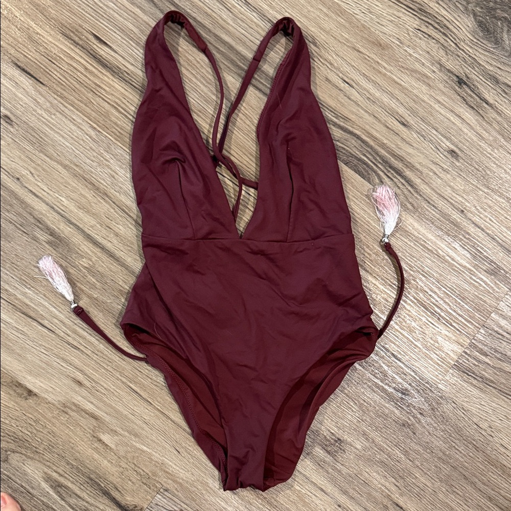 Skin Burgundy one piece swimsuit xs